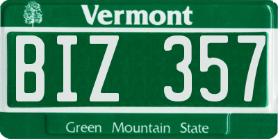 VT license plate BIZ357
