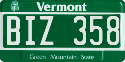 VT license plate BIZ358