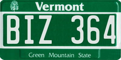 VT license plate BIZ364
