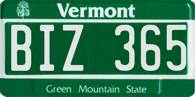 VT license plate BIZ365