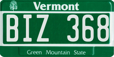 VT license plate BIZ368