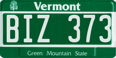 VT license plate BIZ373