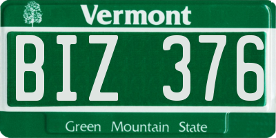 VT license plate BIZ376
