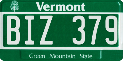 VT license plate BIZ379