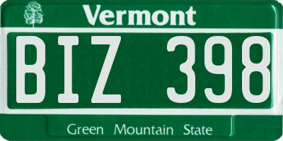 VT license plate BIZ398