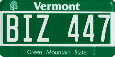 VT license plate BIZ447