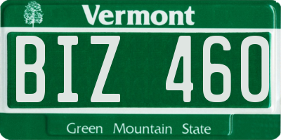 VT license plate BIZ460