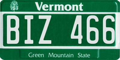 VT license plate BIZ466