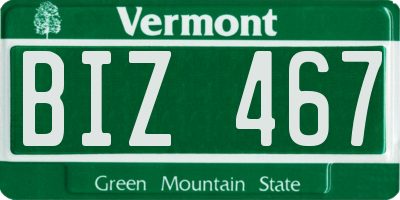 VT license plate BIZ467