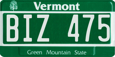 VT license plate BIZ475