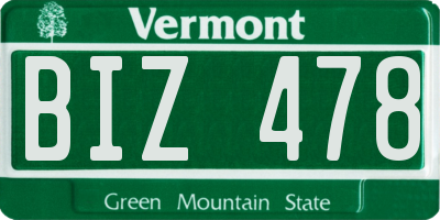 VT license plate BIZ478