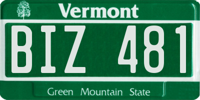 VT license plate BIZ481