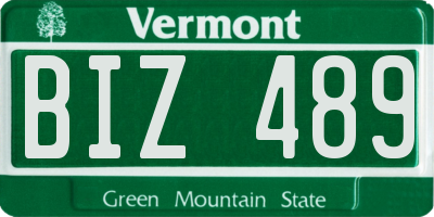 VT license plate BIZ489