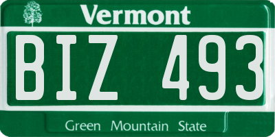 VT license plate BIZ493