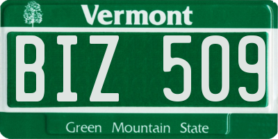 VT license plate BIZ509