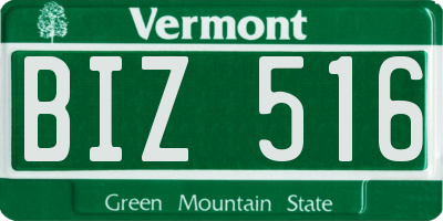 VT license plate BIZ516