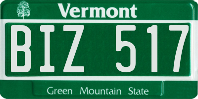 VT license plate BIZ517