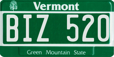 VT license plate BIZ520