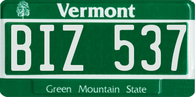 VT license plate BIZ537