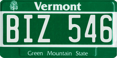 VT license plate BIZ546