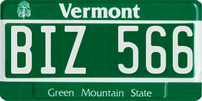VT license plate BIZ566