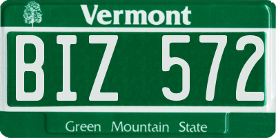 VT license plate BIZ572
