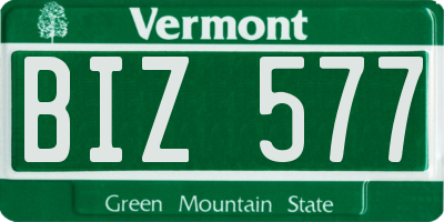 VT license plate BIZ577