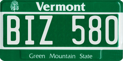 VT license plate BIZ580
