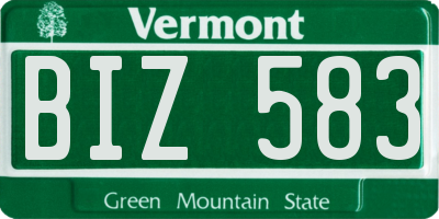 VT license plate BIZ583