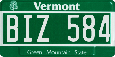 VT license plate BIZ584