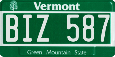 VT license plate BIZ587