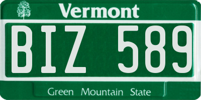 VT license plate BIZ589