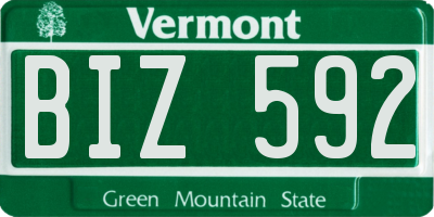 VT license plate BIZ592
