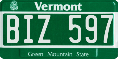 VT license plate BIZ597