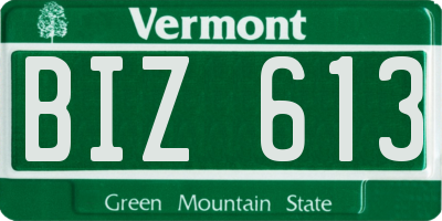 VT license plate BIZ613