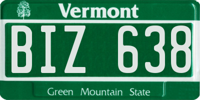 VT license plate BIZ638