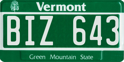 VT license plate BIZ643