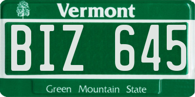 VT license plate BIZ645