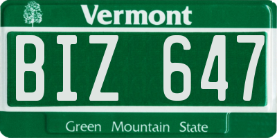 VT license plate BIZ647
