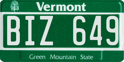 VT license plate BIZ649