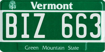 VT license plate BIZ663