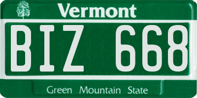 VT license plate BIZ668