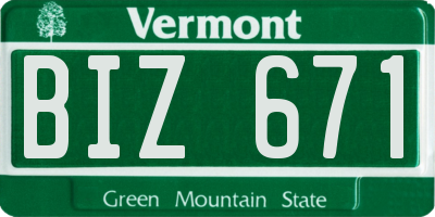 VT license plate BIZ671