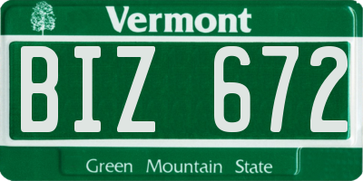 VT license plate BIZ672