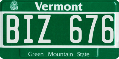 VT license plate BIZ676