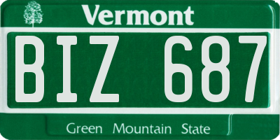 VT license plate BIZ687