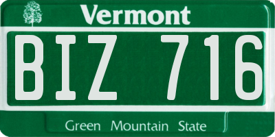 VT license plate BIZ716