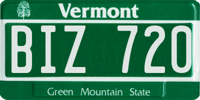 VT license plate BIZ720