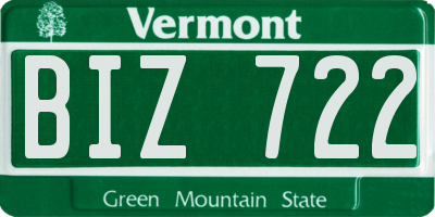 VT license plate BIZ722