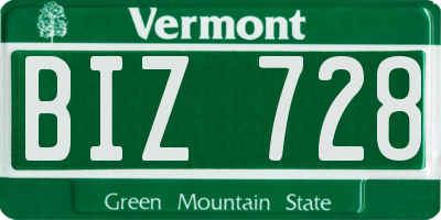 VT license plate BIZ728